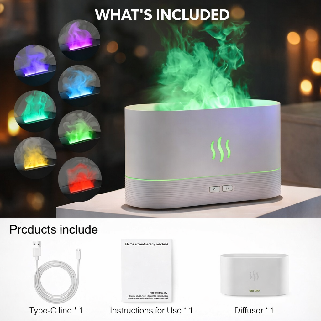 KINSCOTER Flame Effect LED Aroma Diffuser – Relax & Design
