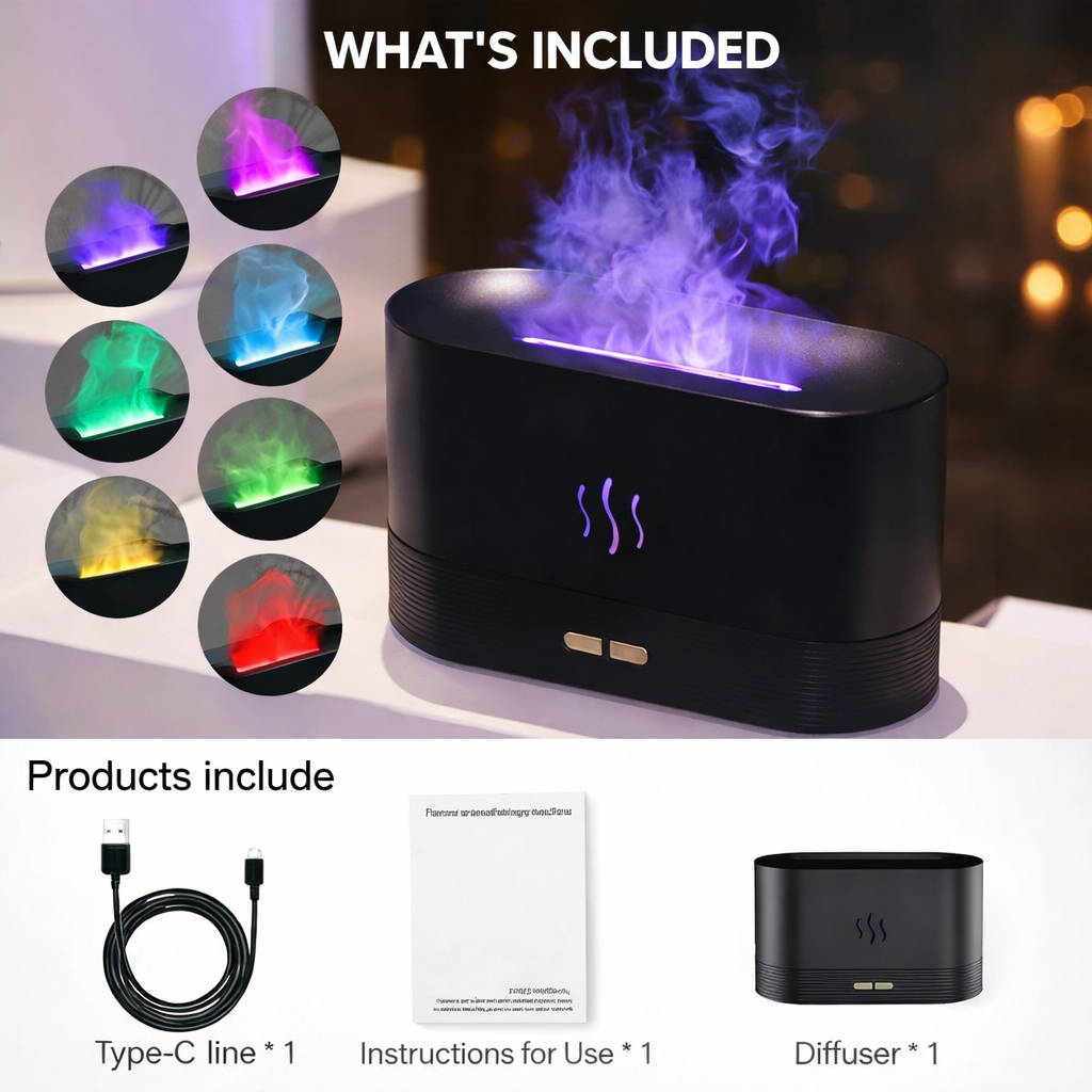 KINSCOTER Flame Effect LED Aroma Diffuser – Relax & Design